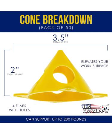 U.S. Art Supply Yellow Cone Canvas & Cabinet Door Risers - Pack of 50 | Acrylic & Epoxy Pouring Paint Support Stands - Buy Online on GoSupps.com