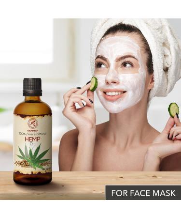 Hemp Oil 100ml - Pure & Natural Cold Pressed - Intensive Care for Face Hair & Body in Glass Bottle - Buy Online on GoSupps.com