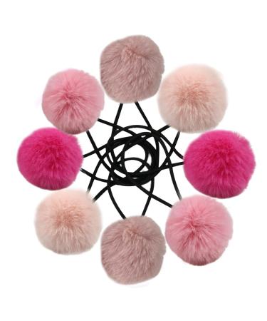 Fur Hair Bobbles Circle Bubble Colourful Beads for Girls 4 Pairs Cute Hair Ties with Fur Ball Elastic Ponytail Holders Hair Band for Girls Hair Accessories