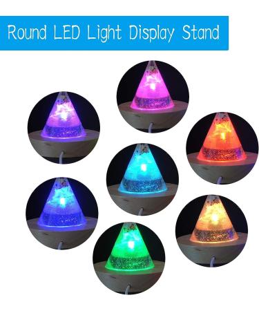 YAKAMOZ LED Lights Display Base Stand - 7 Colored Round Wooden Lighted Base for Laser Glass Resin Art - Buy Online on GoSupps.com