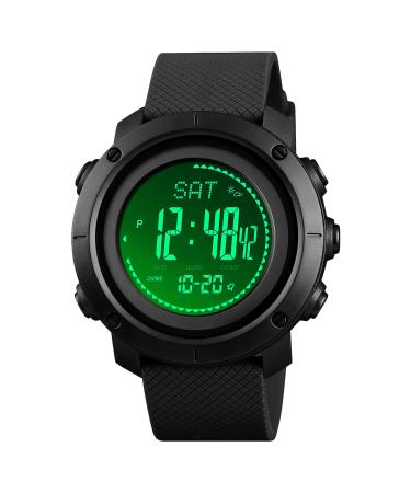 WINKONMU Military Watches with Compass Altimeter Barometer Pedometer Thermometer, Outdoors Watch for Men 1427-Black