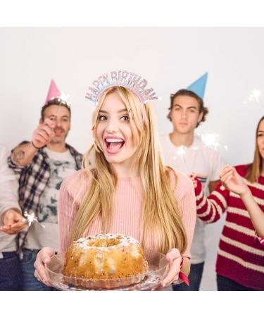 Sibba Birthday Crown Beautiful Headband Glitter Birthday Hairband Shiny Tiara Cute Hair Accessories Happy Birthday Crowns Fit Women Girls Party Take Photos Decorations Gifts (Pink) - Buy Online on GoSupps.com