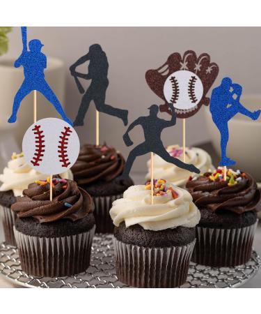 UXYOKM 24Pcs Baseball Cupcake Toppers Glitter Baseball Players Cupcake Picks Baby Shower Kids Birthday Sport Theme Party Cake Decorations Supplies - Buy Online on GoSupps.com