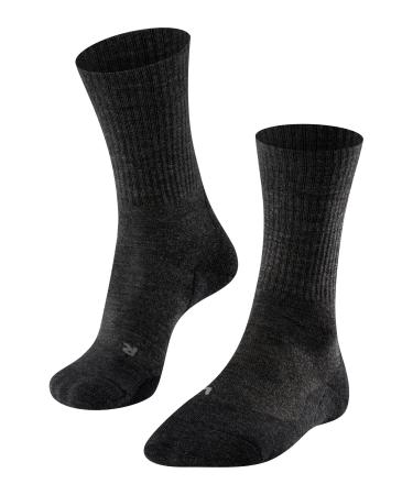 Falke Men's TK2 Explore Wool Hiking Socks Merino Blue More Colors Colors Thick Midweight Padded Cushioned Sole Breathable Quick Dry Anti-Blister 1 Pair 44-45 Gray (SMOG 3150)