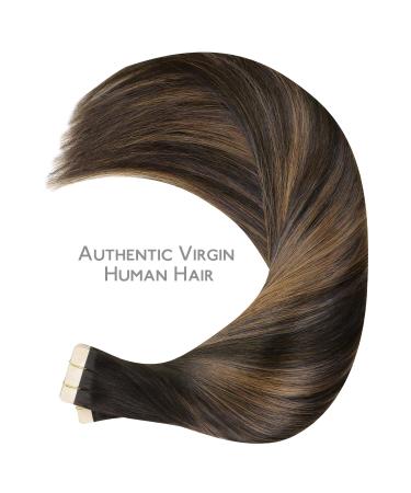 Buy If-of-Hearted Tape Extensions - 40pcs 80g 30cm Balayage Dark Brown to Chestnut Brown - Real Hair Invisible Tape In Extensions - Buy Online on GoSupps.com