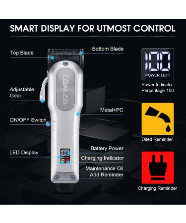 COMZIO Professional Cordless Hair Clippers for Men - Rechargeable Beard Trimmer with LED Display - Buy Online on GoSupps.com