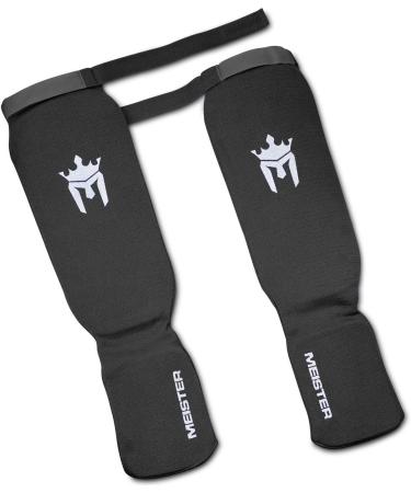 Meister MMA Elastic Cloth Shin & Instep Padded Guards - Black (S/M) - Buy Online on GoSupps.com