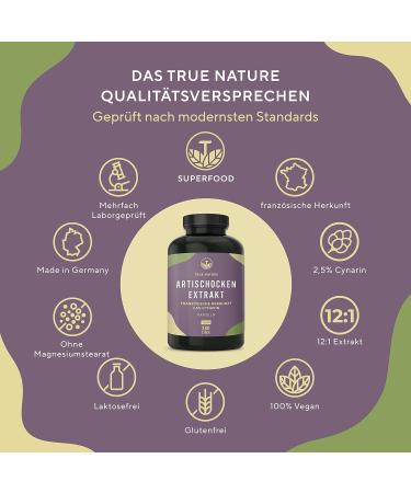 Artichoke Extract High Dose 360 Capsules - 2400mg (60mg Cynarin) - Vegan Lab Tested - 90 Days Supply - True Nature - Buy Online on GoSupps.com