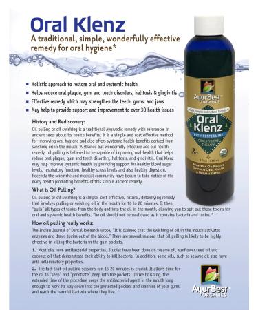 AyurBest Oral Klenz Peppermint/Ayurvedic Oil Pulling with Turmeric Coconut Oil USDA Certified Organic 8 fl oz ea Pack of 2 - Buy Online on GoSupps.com