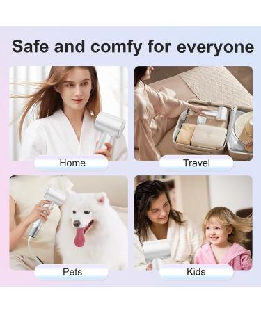 High-Speed Ionic Hair Dryer | Reteven 150 000 RPM Blow Dryer with Diffuser for Curly & Straight Hair | Thermo-Control Hairdryer for Women - White - Buy Online on GoSupps.com