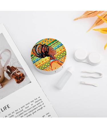 Portrait of Beautiful African Woman Round Case For Contact Lens Kit Storage Box with Mirror Printed - Buy Online on GoSupps.com