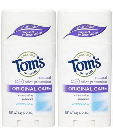Tom's of Maine 24 Hour Original Care Deodorant Stick  Unscented - 2.25 oz - 2 pk - Buy Online on GoSupps.com