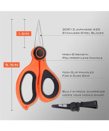 KastKing Fishing Line Scissors - Braided Line Cutters with Sheath - Super Sharp 3CR13 Japanese Stainless Steel Blades - Non-Slip TPR Handles - Includes Lanyard - Buy Online on GoSupps.com