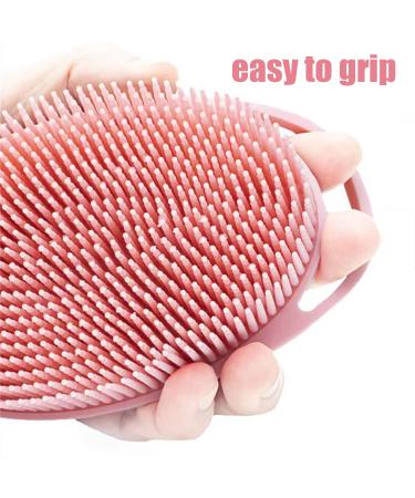 Silicone Body Brush Exfoliating Scrubber | Soft Bath Shower Brush for Kids & Adults | Pink - Buy Online on GoSupps.com