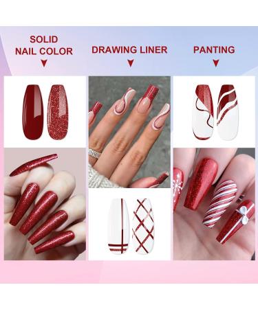 Red & Glitter Gel Liner Nail Art Set for French Manicure & Nail Painting - 2pcs Soak Off Polish for Beginners & DIY Home Salon - Buy Online on GoSupps.com