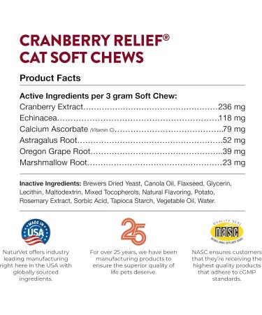 NaturVet Cranberry Relief & Echinacea Cat Soft Chew Cup Healthy Urinary 60ct - Buy Online on GoSupps.com