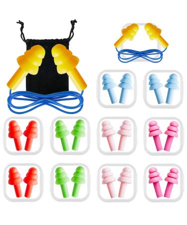 12 Pair Ear Plugs for Sleeping Noise Cancelling Reusable Silicone Earplugs for Sleeping Shooting Swimming Study Work Travel Suitable for Kids and Adults Multicolored-a
