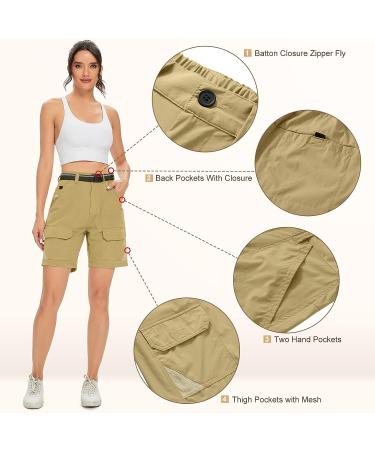 Jessie Kidden Women's Stretch Cargo Shorts - Lightweight Quick Dry Work Pant - Khaki 16 - Buy Online on GoSupps.com