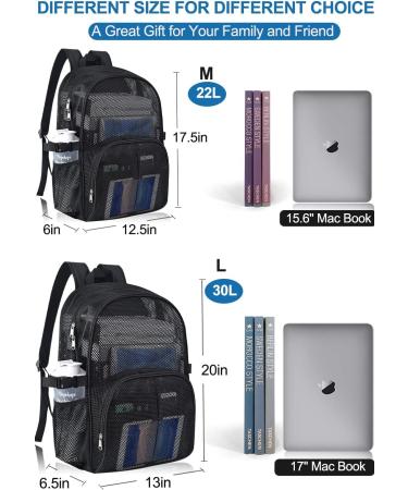 22L Heavy Duty Mesh Backpack for Adults - Black See-Through Bookbag for School, Beach, and Sports - Buy Online on GoSupps.com