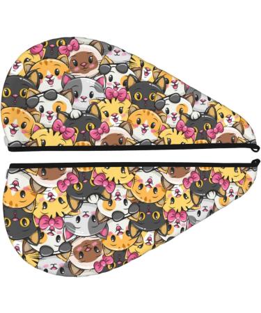 Quick-Dry Hair Towel Wrap | Cute Cat Cartoon Design | Hair Turban for Fast Drying | Perfect International Shipping - Buy Online on GoSupps.com