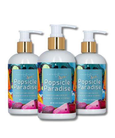 Lather Green Kids Body Lotion Plant Based Gentle Moisturizer with Shea Butter Safe for Sensitive Skin Popsicle Paradise 3 Pack (8 oz Each)