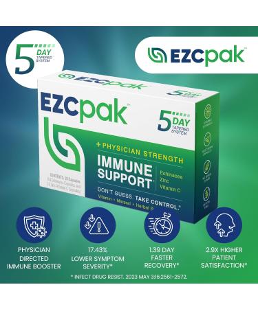 EZC Pak 5-Day Tapered Immune Support Booster - Vitamin Immune Support Supplement Echinacea Zinc Vitamin C Vitamins for Immune System Support Immune Boosters for Adults - Immune Support Vitamins 1 Count (Pack of 1) - Buy Online on GoSupps.com