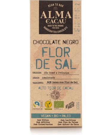 Quinta de Jugais Salted chocolate 60% - 2 x 100g bars - Vegan and Paleo - Made in S o Tom and Pr ncipe - No cane sugar or palm oil
