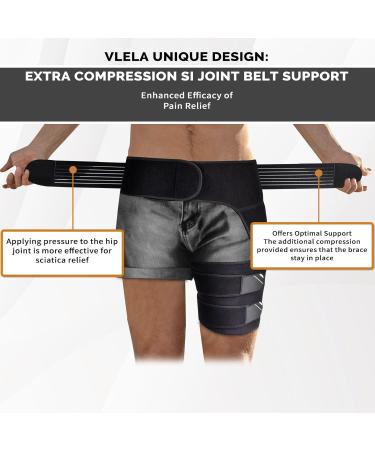 Buy Hip Brace for Sciatica Pain Relief - Compression Wrap for Men & Women with Sacroiliac Belt | Ideal for Groin & Hamstring Support (Medium Left Leg - Buy Online on GoSupps.com