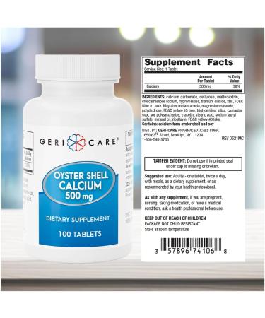 GeriCare Oyster Shell Calcium 500 mg Bone Health & Strength Nutritional Supplement Supports Muscle Functions 100 Count (Pack of 1) - Buy Online on GoSupps.com
