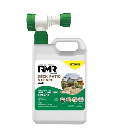 RMR Deck Patio & Fence Wash - Commercial-Grade Outdoor Stain Remover for Mold Mildew and Algae 64 Ounce Bottle with Hose-End Adapter