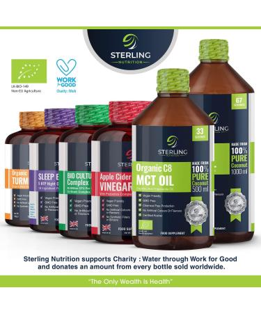Organic Pure C8 MCT Oil - 100% Coconut - Boosts Ketones 3X - Keto & Bulletproof Coffee - Vegan - 500ml by Sterling Nutritionn - Buy Online on GoSupps.com