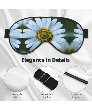 SSIMOO White Daisy Print Ultra-Soft Light-Blocking Eye Mask | Optimal Comfort for Restful Sleep - Black - Buy Online on GoSupps.com