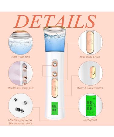 Nano Facial Mister with Skin Analyzer - Portable USB Rechargeable Sprayer for Face Moisturizing & Skin Care | Double Nozzle Cool Mist for Eyelash Extensions - Buy Online on GoSupps.com