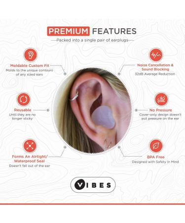 6 Pairs Vibes Silicone Ear Plugs - Custom Moldable Gel, Waterproof, 32 dB Noise Reduction for Sleep, Travel, Swimming, Studying, Construction - Buy Online on GoSupps.com