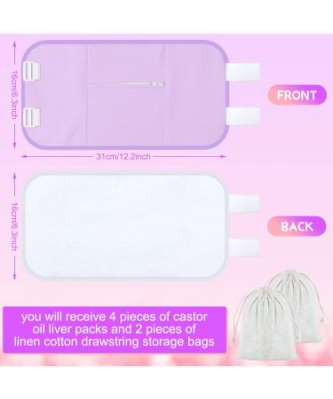 Sanwuta 4 Pack Castor Oil Pack Wrap for Kids - Organic Reusable Compress Kit with Storage Bags | Ideal for Massage & Relaxation - White Blue Pink Purple - Buy Online on GoSupps.com