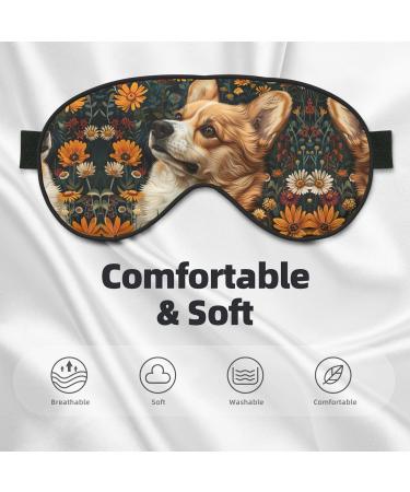 SSIMOO Corgi Floral Eye Mask - Double-Sided Sleep Mask for Enhanced Comfort & Light Blocking - Buy Online on GoSupps.com