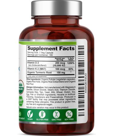 Biophix Vitamin D3 K2 Turmeric 180 Vcaps - Organic High-Potency Formula for Strong Bones & Immune Support - Buy Online on GoSupps.com