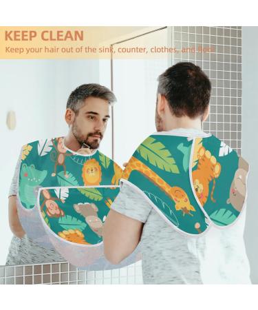 Animal Palm Leaf Beard Bib Apron - Waterproof Hair Catcher for Men | Non-Stick Grooming Cape with Suction Cups | Perfect Gift for Men - Buy Online on GoSupps.com