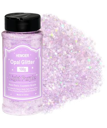 Hemoer light purple opal glitter 100g chunky sequins glitter craft glitter for resin face nail body handicrafts slime festival party glitter powder for nails glitter