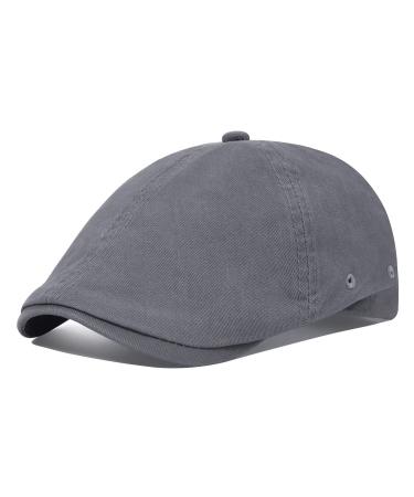 VOBOOM Cotton Washing Flat Cap Cabbie Hat Gatsby Ivy Irish Hunting Newsboy Dark Grey