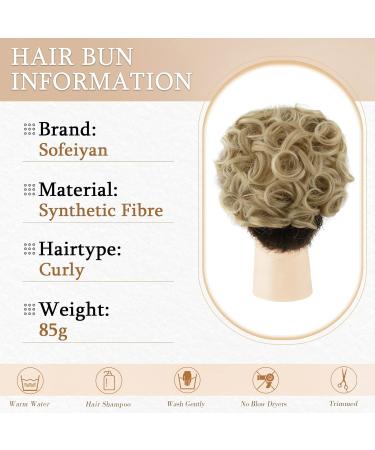 Sofeiyan Messy Bun Hair Piece Wavy Curly Extensions Drawstring Chignon Clip in Hairpiece - Pale Golden Blonde/AuBurn Mix - Buy Online on GoSupps.com