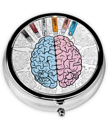 Human Brain Mini Round Pill Box 3 Compartment Pill Organizer for Travel Home & Office Use | Portable Medicine Case - Buy Online on GoSupps.com