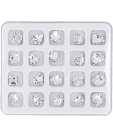 Nail Rhinestones Different Shape Rhinestone Nail Decoration Luxury 20pcs Nail Design Sparkling for Women for Travelling (Transparent) - Buy Online on GoSupps.com