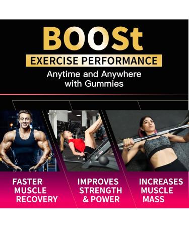 Creatine Monohydrate Gummies 5000mg - Muscle Strength & Energy Boost - 90 Count Strawberry Chewables for Men & Women - Pre-Workout Supplement - Buy Online on GoSupps.com