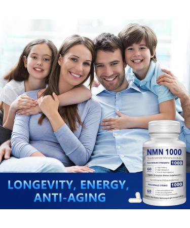 NMN 1000mg Per Serving Maximum Strength - 99% Pure NMN (Nicotinamide Mononucleotide) for NAD Cell Immune Energy Anti-Aging & Longevity Stabilized NMN Supplements 1000mg - 120 Veggie Capsules - Buy Online on GoSupps.com