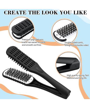 2 Piece Straightening Comb Set with Boar Bristles - Double Sided Brush for Hair Styling and Knot-Free Results (Black/Rose Red) - Buy Online on GoSupps.com