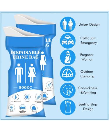 12 PCS 800ML Urine Bag for Travel & Emergency | Disposable & Portable Vomit Bags | Ideal for Camping, Traffic Jams, Pregnant Women, Patients & Kids | Unisex | Blue - Buy Online on GoSupps.com