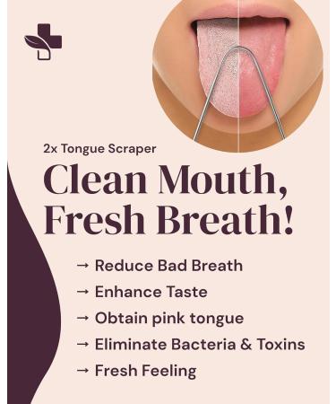 YogaMedic Tongue Scraper 2 Pack - Stainless Steel Cleaner for Fresher Breath - Oral Hygiene Tool with Travel Case - Adults & Kids - Fight Bad Breath - U Shape Stainless Steel - Tsuka Handles - Buy Online on GoSupps.com