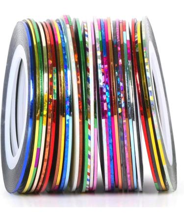 Ancllo 30 Color Mixture Nail Art Decoration Stickers - DIY Striping Tape for Perfect Nail Tips - Buy Online on GoSupps.com