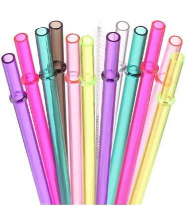 Dakoufish 13" Long Reusable Tritan Replacement Drinking Straws for 40 oz 30 oz & 24 oz Mason Jar Tumblers Set of 12 with Cleaning Brush (13inch 7color) 7color 13 Inch (Pack of 12)